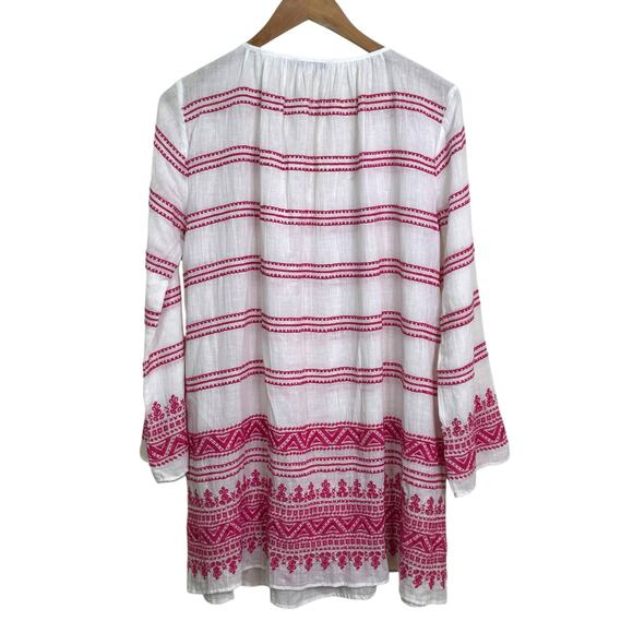 Calypso St Barth Pink and White Embroidered Swim Beach Cover Up - Picture 4 of 7